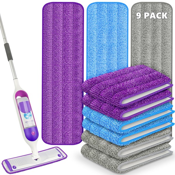 9 Pack Reusable Mop Pads for Swiffer PowerMop, Power Mop