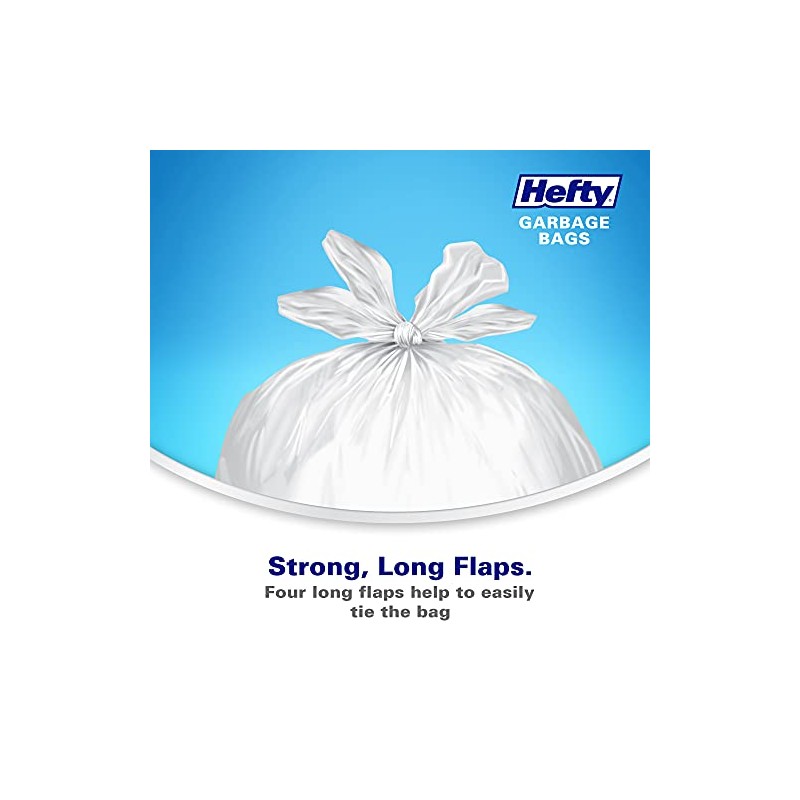 Hefty™ Garbage Bags, Strong Small 25 Litres White Kitchen, Easyflaps™,