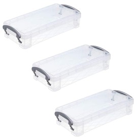 3 Pieces Plastic Transparent Pen Box, Stackable Transparent Pen Box, Organiser Box, Brush Painting Pens Storage Box, for Students, Schools, Offices (Random Handle Colour)