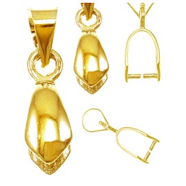 20 Pendant Loop Eyelets Pendant Chain Clasp Clip for DIY Accessories Jewellery Necklace Loops Connector Pendant Eyelet 15 mm Bails (Gold)