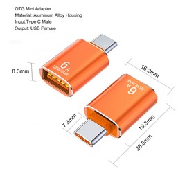 MINCHEN Pack of 10 Orange USB C to USB A Adapter, Upgraded 120W 10Gbps High Speed Type C to USB Adapters Compatible with Smartphone, PC, Laptop, Tablet, Keyboard and More Devices