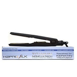 H2PRO Silk Titanium Tourmaline Treated Plates Styling Iron Straightener 4/10'' Black w/Titanium Plates SR410T