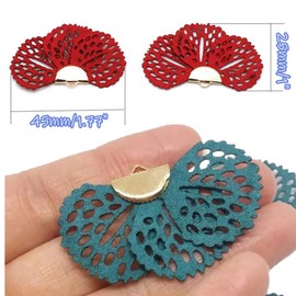 20 piezas de cuero sintético con forma de abanico, colgante de filigrana para pendientes, collares, joyas, atrapasueños, llavero, bolsa, abalorios, manualidades, decoración del hogar (amarillo)