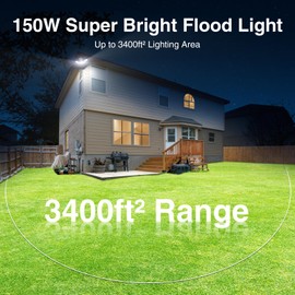 SZPOWER 150W Motion Sensor Lights Outdoor for Outside, 15000LM LED Flood Lights Outdoor Wired Dusk to Dawn, Exterior Security Floodlight Fixture Waterproof IP65, Outdoor Lighting for House, Garage