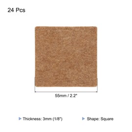 MECCANIXITY 24pcs Felt Furniture Pads, 2.2 Inch Square Small Felt Chair Leg Floor Protectors Prevent Scratches for Furniture Hard Floor, Khaki