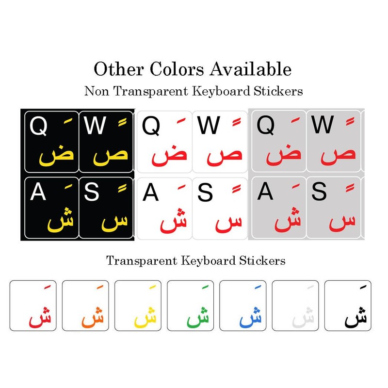 Arabic Transparent Background RED Letters Keyboard Stickers for Any PC