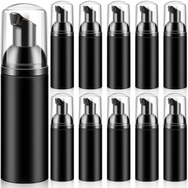 12 Pieces 2 oz/ 60 ml Travel Foaming Pump Bottles Soap Foam Pump Bottle Plastic Foam Dispenser Bottle Empty Soap Pump Bottle Empty Plastic Pump Bottles for Shampoo Soap Cleanser (Black)