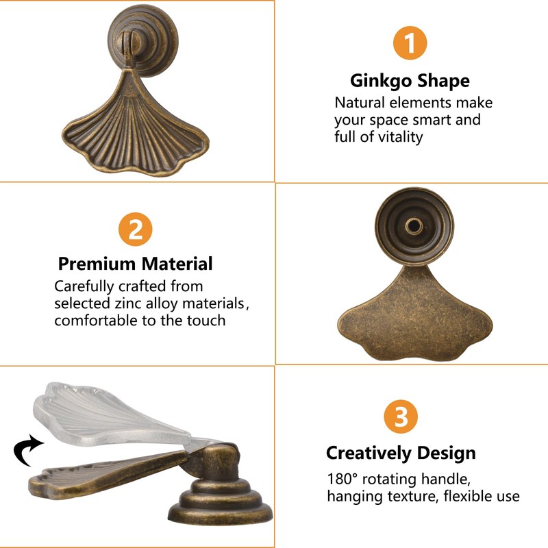 MOROBOR Ginkgo Leaf Shape Knob Handles, 6 PCS Drop Pendant