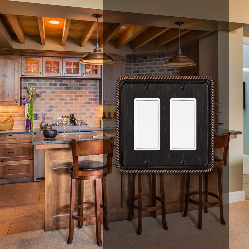 Rope Edge Decorative Wall Plate Switch Plate Outlet Cover (Double