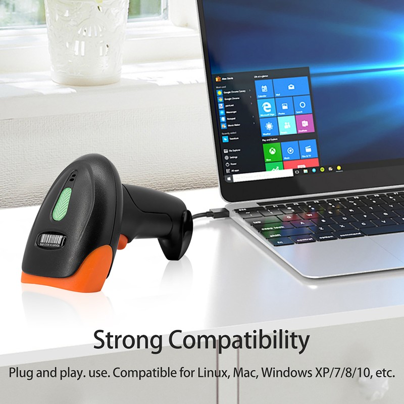 Handheld 1D/2D/QR Barcode Scanner USB Wired Bar Reader Manual /