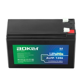 Aokly Lithium LiFePO4 Battery 12V 6AH with Built-in 6A BMS, 76.8Wh Lithium Iron Phosphate Rechargeable Battery for UPS Backup, F2 Terminals