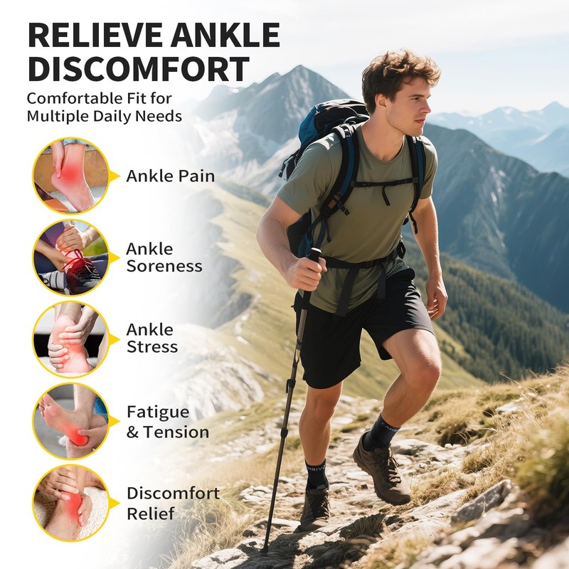 CAMBIVO Ankle Brace with Adjustable Bands, Ankle Bandage for Right