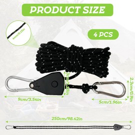 Pack of 6 Rope Ratchet with Hooks, 1/8 Inch Ratchet Hanger, 5 m Adjustable Rope Ratchet, Rope Ratchet for Tent Camping, 150 lb Duty Heavy Rope Ratchet, Hanger Rope Ratchet, Buckle Rope Ratchet