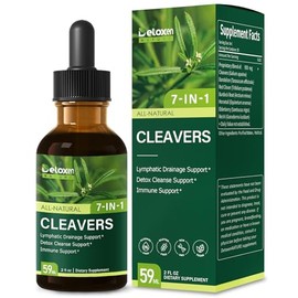 Cleavers Lymphatic Drainage Drops - Cleavers Herb Extract Tincture for Detox Cleanse Support with Dandelion Horsetail. Herbal Supplements for Immune S