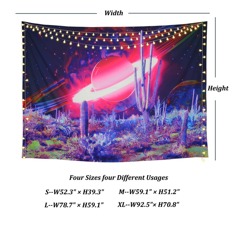 Lahasbja Trippy Planet Tapestry Psychedelic Cactus Tapestry Mysterious Galaxy Space