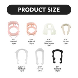 Eratus 70 PCS Automobile Fuel Line Clamp Combination Kit, 3/8" 5/16" Seven Specifications of Nylon Buckle, Portable Repair Replacement Modification Parts, Compatible with Ford GM (Multicolored)