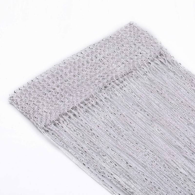 WedDecor White String Curtains Glitter Fringe Panel Fly Screen Room