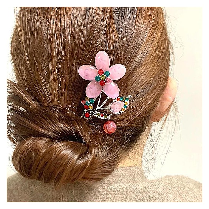 샵프리C Traditional Korean Hairpin for Hanbok with Floral Design -