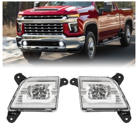 HECASA LED Fog Lights Compatible with 2019-2022 Chevy Silverado 1500 (New Body) Front Fog Lamps Replacement for GM2593332 GM2592332 84509652 84509651 LH & RH Chorme Housing Clear Lens