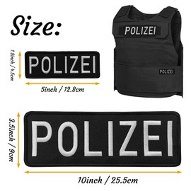 Police Embroidered Patches Velcro Patch Heavy Duty Fabric Police Patches for Officer Guard Uniforms Vest Jacket Tote Bag Hat One Small and One Large Black