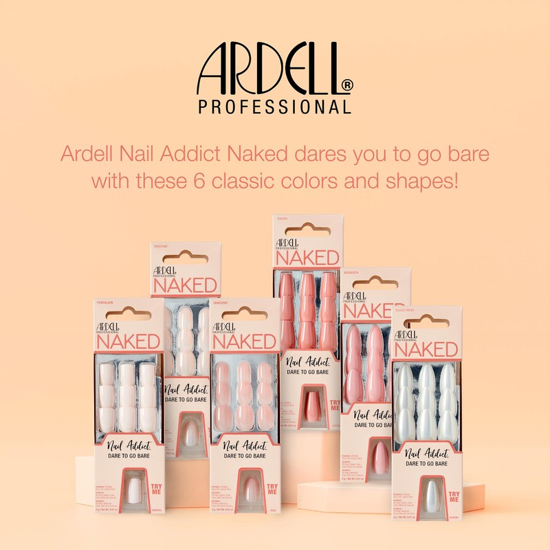 Ardell Nail Addict Naked Innocent, Press On Nails, Short Round