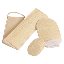 Beavorty Natural Loofah Bath Set Pc Exfoliating Gloves Lotion Applicator Bath Mitt Body Scrubber Loofah Slices Random Style