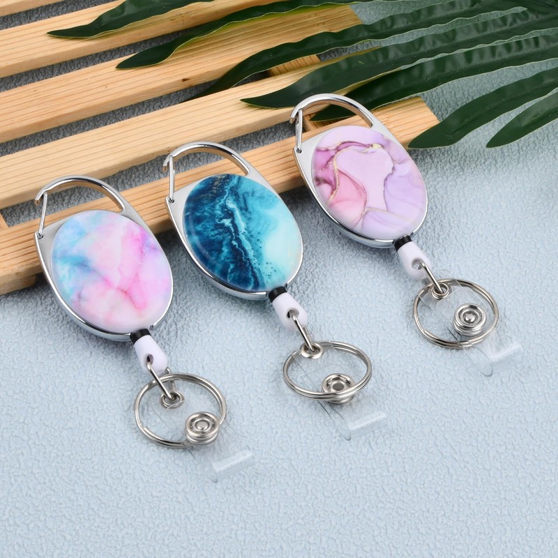 Wisebom Retractable Badge Holder, 3 Pack Retractable Key Chain Clips,