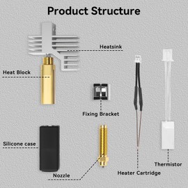 2PCS Centauri Carbon Ceramic Hotend Replacement,High Temperature Extruder Print Head with 0.4mm Brass-Hardened Steel Nozzle & Silicone Cover & Nozzle Wiper for ELEGOO 3D Printers