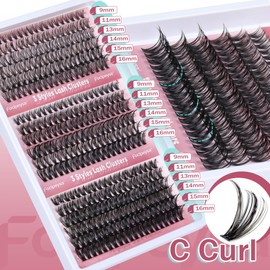 Focipeysa Lash Clusters 360pcs Eyelash Extension Wispy Individual Lashes 30D 40D 50D Eyelash Clusters 9-16mm Natural Lash Extensions Kit with Lash Bond and Seal and Tweezers DIY Cluster Eyelashes