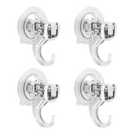 Quntis Quntis Suction Cup Hooks 4 Pack, Clear Wreath Hanger Heavy Duty Window Suction Cups with Hooks Waterproof Vacuum Shower Suction Cup Hooks for Bathroom, Towel, Shower Wall, Tile, Glass, Door, Camper