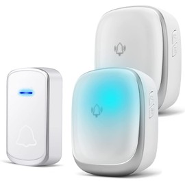 Wireless Chime, Door Bell, Entrance Chime, Call with Sound and Light, 7 Colors Displayed LED, 4 Levels of Volume Adjustment, 36 Songs Selection, 68.6 ft (200 m) Wireless Range, Waterproof, Dustproof,