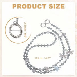 PATIKIL Phone Chain Crossbody Lanyard, 1Pcs Pearl Beaded Bow Butterfly Universal Phone Wrist Strap Cute Charm Strap for Women Girls Most Smartphones Bags Purses, Gray