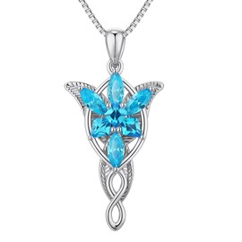 Arwen Evenstar Necklace Jiahanzb Lotr Arwen Necklace White Arwen Necklace Womens Arwen Evenstar Necklace Lord of The Ring Hobbit Pendant Necklace Elvish Jewelry for Women CZ Arwen Evenstar Blue