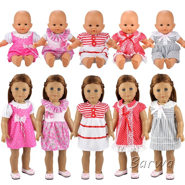 BARWA Handmade 5 Pcs Dresses Clothing Lovely Clothes Costume for 14 to 16 Inch Doll and 18 Inch Doll