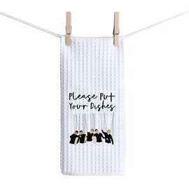ZJXHPO Band Inspired Kitchen Towel Please Put Your Dishes Hand Towel Music Lover Dishes Towel Housewarming Gift (Put Dishes Towel)