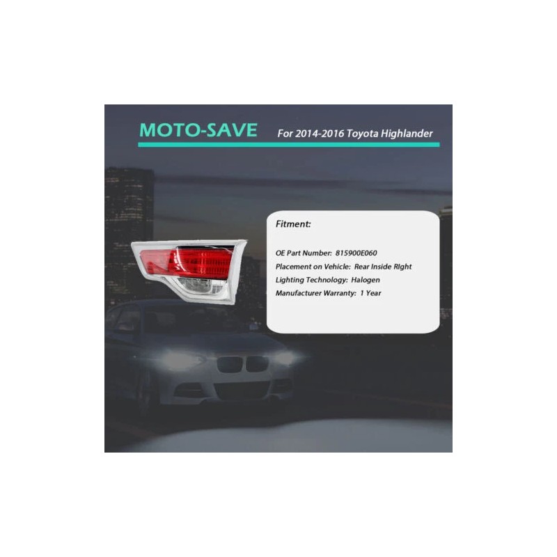 Munirater Quality Right Passenger Side Tail Light Brake Lamp FOR