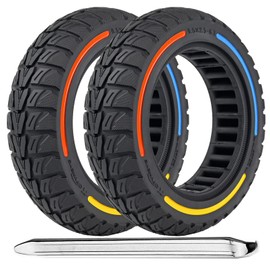TOCBEUU 9.5x2.5-6.1 Solid Tires for Electric Scooter, Off-Road Replacement Wheels, Tubeless Rubber Tyre for NIU KQi3 Pro/Max/Sport Electric Scooter- 3 Color(2PCS)