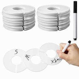 Pack of 40 Clothes Hangers with 1 Marker Pen, 9 cm Diameter, Size Tabs, Clothes Racks, Size Divider, Clothes Hanger, Size Separator, Clothes Rail for Wardrobe, Clothing Shop