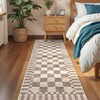 GarveeHome 2×6 Kitchen Runner Rug Non Slip Brown Checkered Rug,Washable