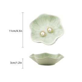 Nideen Ceramic Trinket Dish Ring Dish, Decorative Trinket Tray Jewellery Dish, Gift for Women, Her, Mother, Wedding Bridal Shower, Birthday(Green-Leaf)