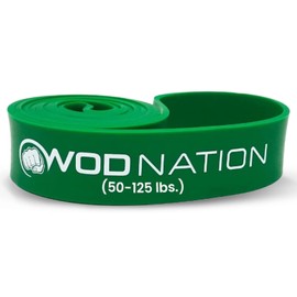 WOD Nation Pull-Up Assist Resistance Band - Assisted Pull-Up Training - Heavy Resistance Bands 50-125 - Stretch & Mobility with Green Stretch Strap - 41-Inch, Green, 50-125 lb