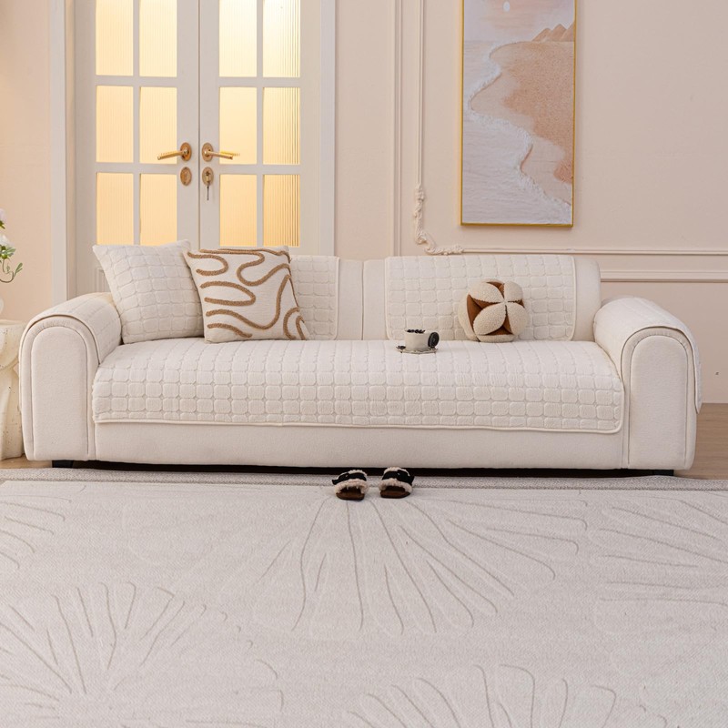 JPGGD Velvet Sofa Covers Washable, Plush Warm Couch Cover for