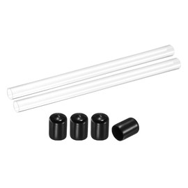 sourcing map 5Pcs Clear Rigid Acrylic Pipe, 10mm(0.39") ID x 14mm(0.55") OD 10" Round Polycarbonate Tube Plastic Tubing with Rubber Caps for Plumbing, Lighting, Aquarium, DIY Projects