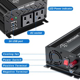 TVNIKD Power Inverter car Inverter Rate 750W / Peak 1500W DC12V to AC 110V RV Inverter with 2 AC Outlets 2USB Ports…