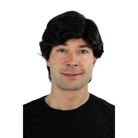 WIG ME UP - GFW355A-2 Männer-Perücke schwarz kurzhaarig Scheitel glatt