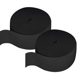 Omeblos Black Elastic for Sewing, Wide Elastic Bands, Pack of 2 Black Elastic for Sewing 1cm Wide, Total 10 Meter Long, Stretchable Waistband for DIY, Trouser, Headbands