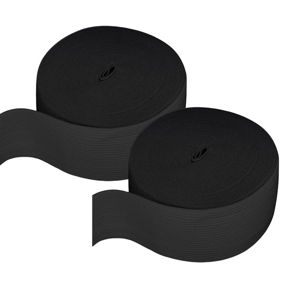 Omeblos Black Elastic for Sewing, Wide Elastic Bands, Pack of