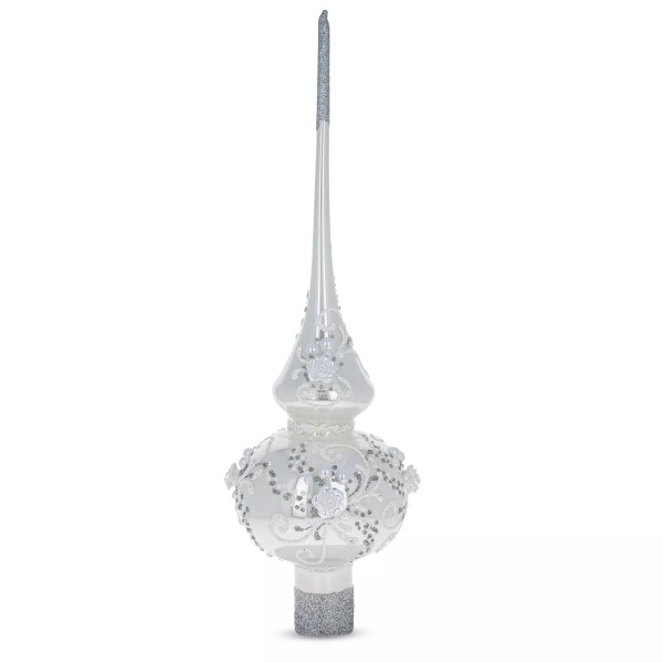 BESTPYSANKY 3D Embossed Roses on Glossy White Glass Christmas Tree