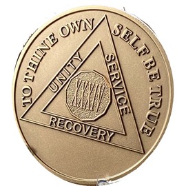 RecoveryChip Engravable 34 Year AA Medallion Large 1.5" Heavy Premium Bronze Sobriety Medallion