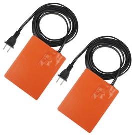 2Pcs Silicone Car Engine Heater Pad - 4" x 5" Self-Adhesive Oil Pan Heater Pad with 194°F Thermal Protector, 120V 150W Car Battery Warmer Pad Engine Block Heater Pad with 68" Long Power Cord (Orange)
